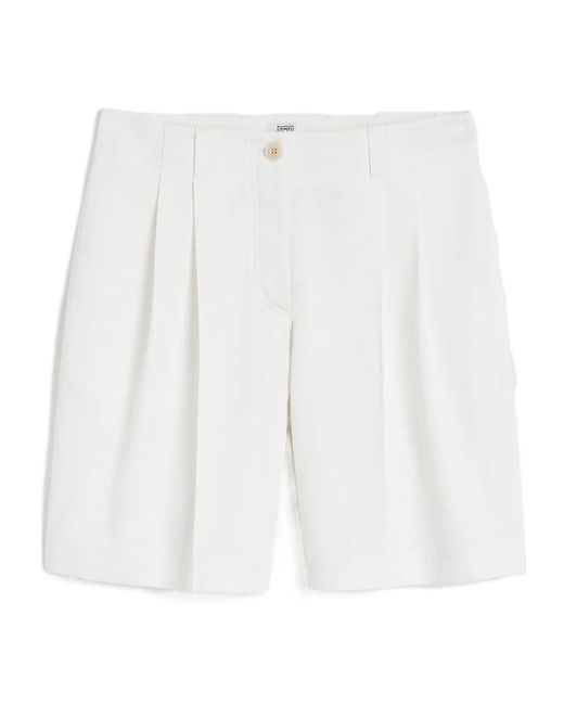 Totême White Totême Twill Pleated Bermuda Shorts
