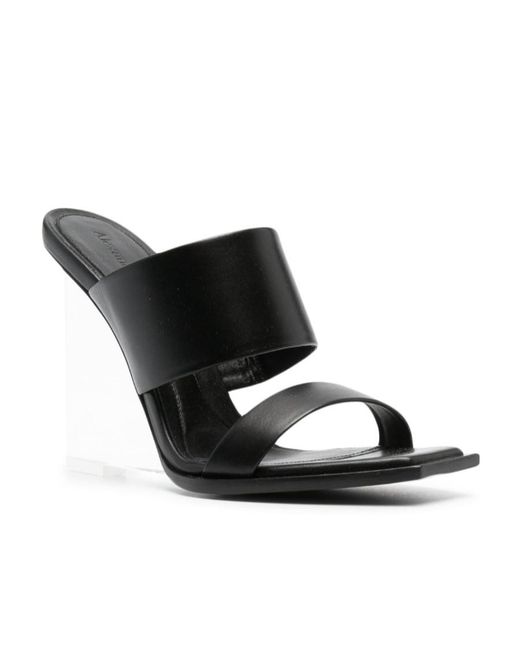 McQueen Black Shard Slip-On Wedge Sandals
