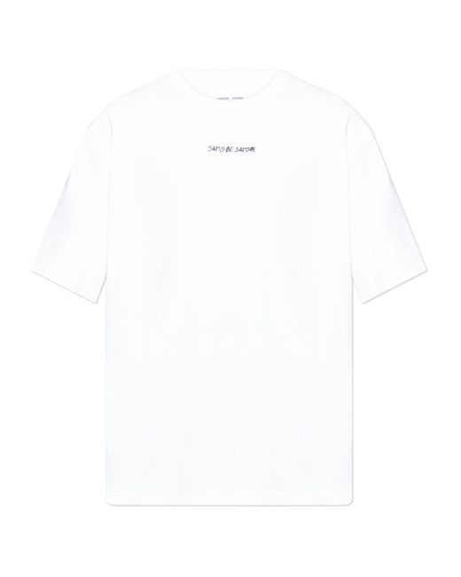 Samsøe & Samsøe White Round Neck Short-Sleeved T-Shirt for men