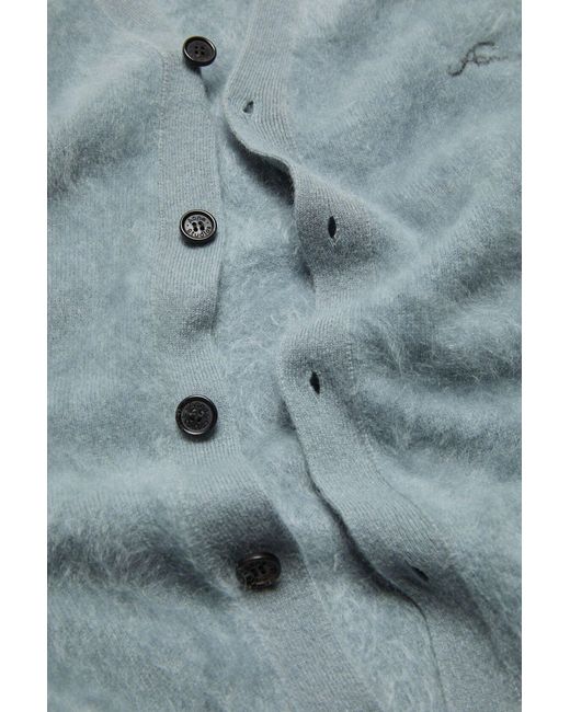 Acne Blue V-Neck Fuzzy Cardigan for men