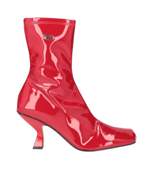 DIESEL Red Casual Shiny Ankle Boots
