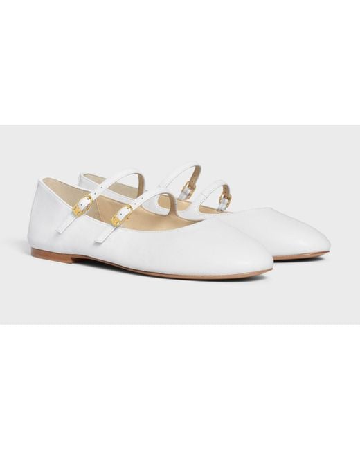 Céline White Les Ballerines Double Strap