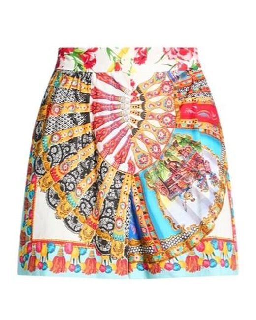 Dolce & Gabbana Red Colorful Woven Shorts
