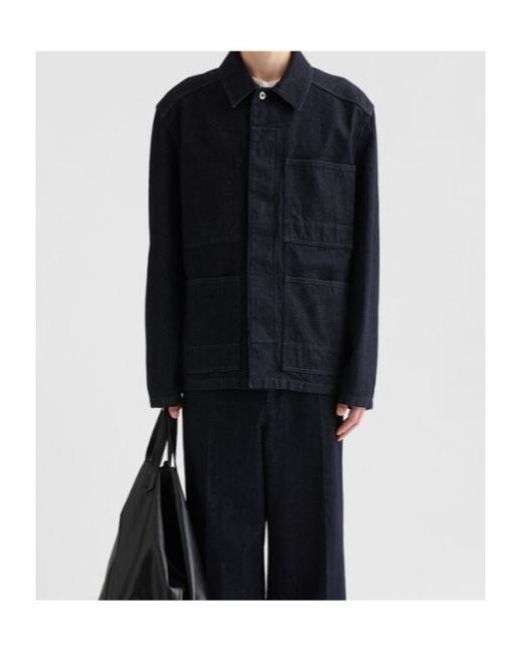 Jil Sander Blue Button Detailed Straight Hem Overshirt for men
