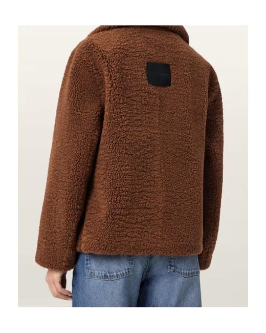 AllSaints Brown Eddie Faux Shearling Jacket