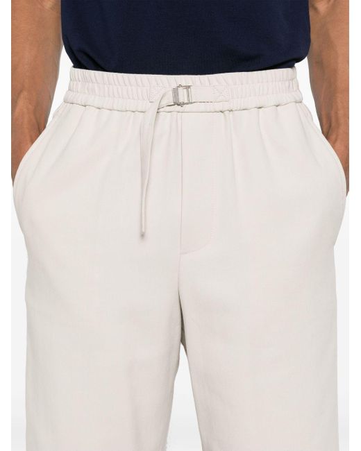 AMI White Logo Plaque Belted Shorts for men