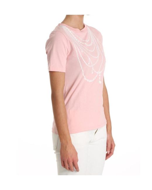 Moschino Pink T-Shirt With Round Neck And Short Sleeves