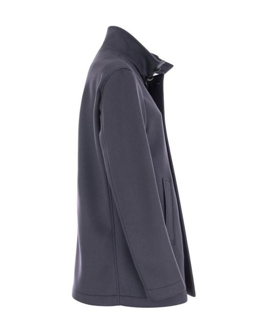 Herno Blue Wool And Cashmere Double-Breasted Coat for men