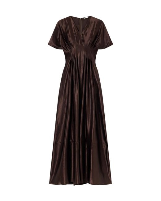 Joseph Black Nova Gathered Linen And Silk-Blend Maxi Dress