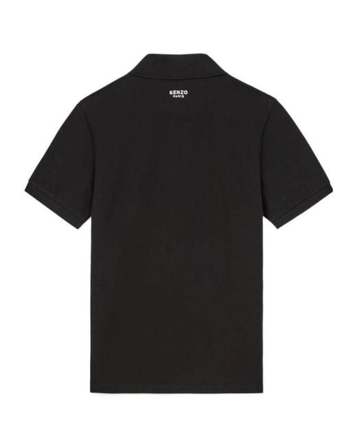 KENZO Black Floral Embroidered Short-Sleeved Polo Shirt for men
