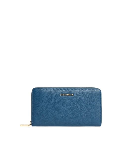 Coccinelle Blue Logo Lettering Zipped Wallet
