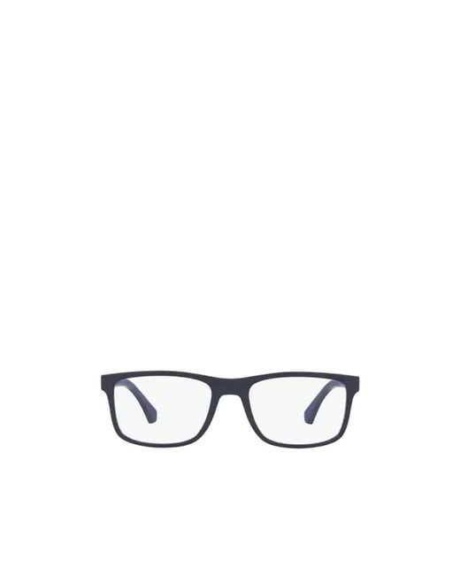 Emporio Armani White Rectangular Frame Glasses for men