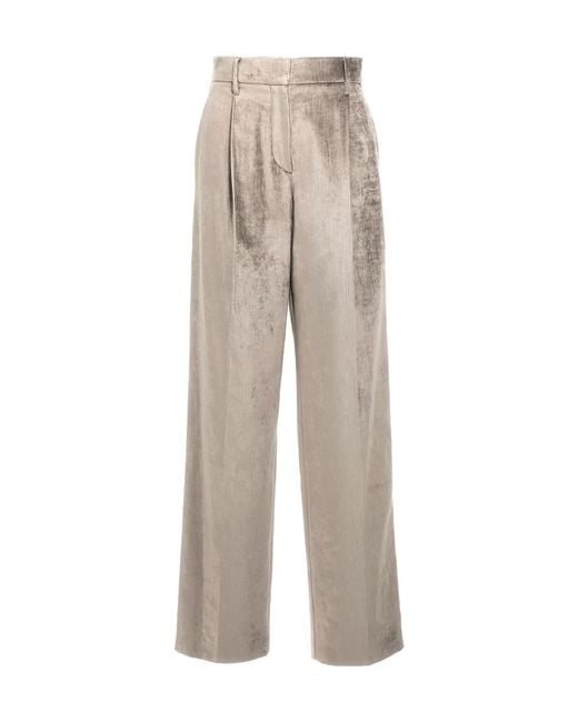 Brunello Cucinelli Gray Chenille Straight Leg Pants