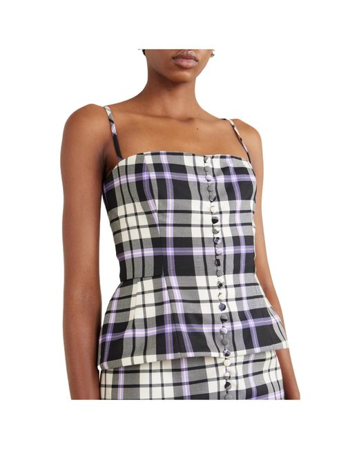 Carolina Herrera White Checked Wool-Blend Midi Dress