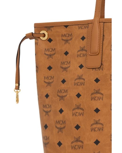 MCM Brown Printed-Logo Tote Bag