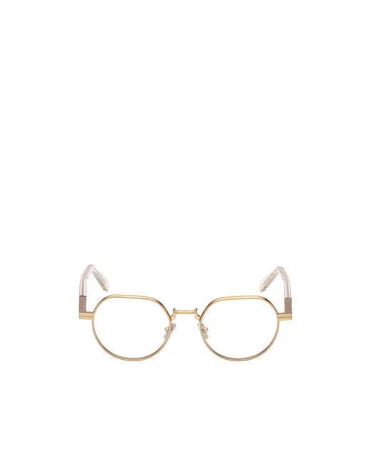Zegna White Geometric Frame Glasses for men