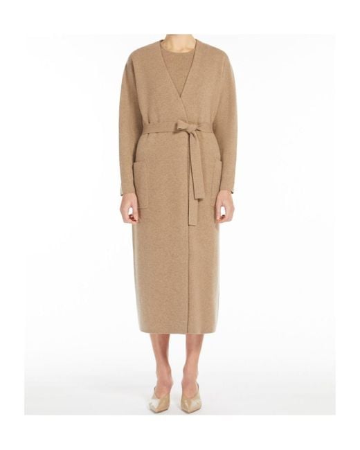 Max Mara Natural Gestro V-Neck Belted Cardigan