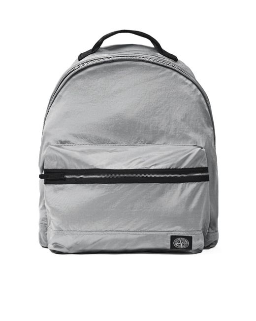 Stone Island Gray Backpack With Front Pocket And Ripstop Lining for men