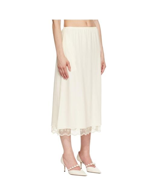 Simone Rocha White Lace-Trim Midi Skirt