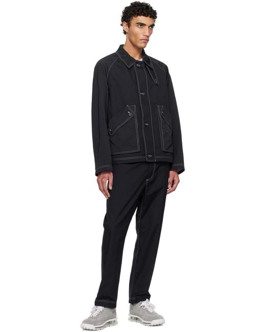 Thom Browne Blue Contrast-Stitching Raglan Jacket for men