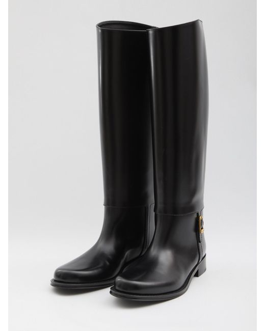 Saint Laurent Black Julia Logo Engraved Boots
