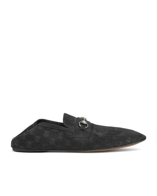 Gucci Black Worn-Out Effect Horsebit Loafers for men