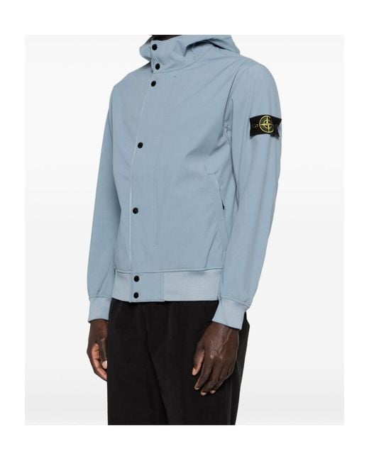 Stone Island Blue Logo Patch Hooded Jacket for men