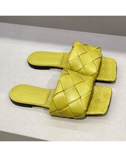 Bottega Veneta Yellow Bv Lido Flat Sandals