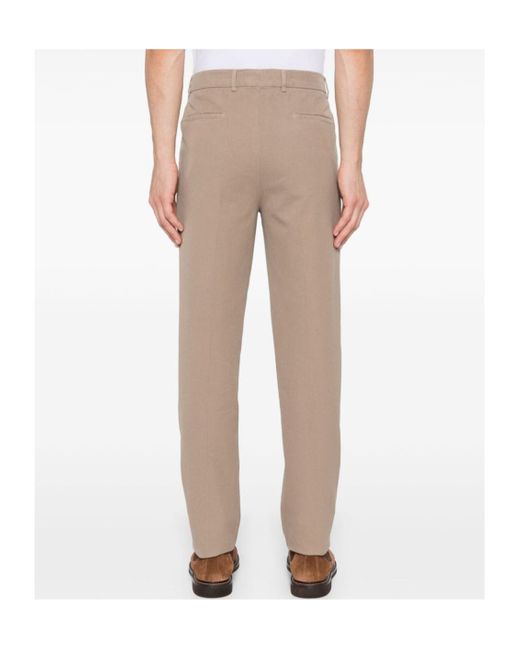 Brunello Cucinelli Natural Pressed-Crease Trousers for men