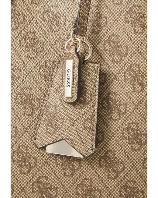 Guess Brown Monogram-Pattern Crossbody Bag