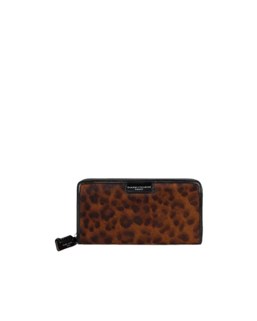 Gianni Chiarini Brown Animal-Print Wallet