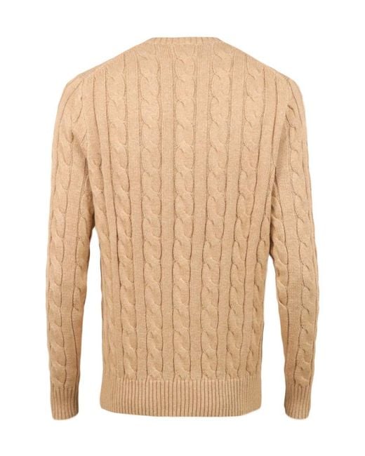 Polo Ralph Lauren Natural Pony Embroidered Cable-Knit Jumper for men