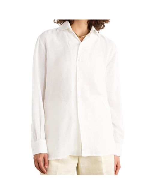 Ralph Lauren White Collection Long-Sleeved Drop Shoulder Shirt