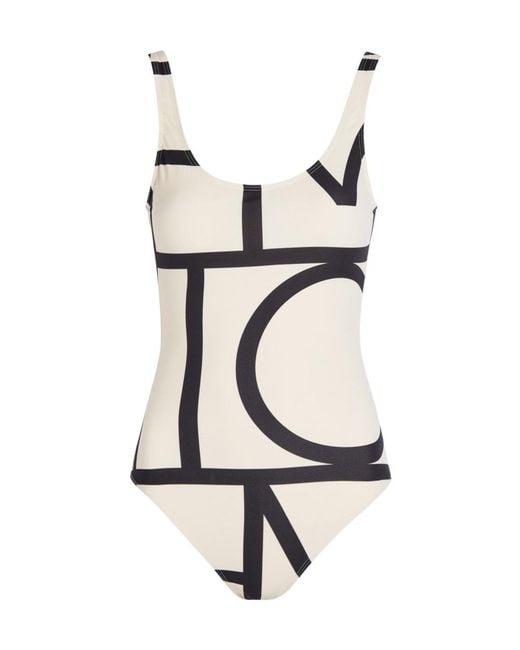 Totême White Logo-Monogrammed Swimsuit