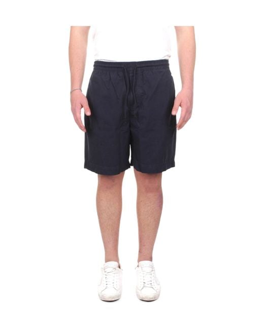 Woolrich Blue Drawstring Poplin Shorts for men