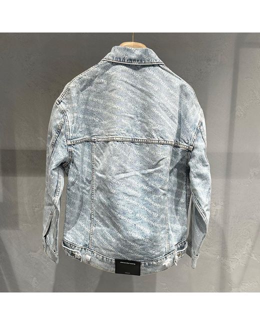 Alexander Wang Blue Allover Logo Printed Denim Jacket