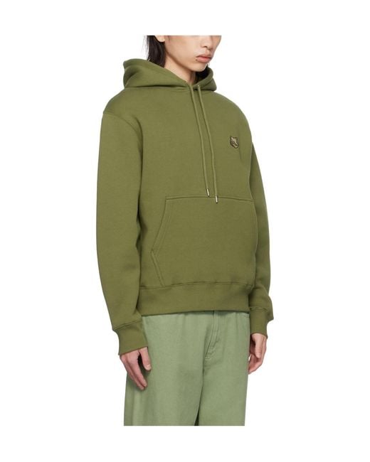 Maison Kitsuné Green Maison Kitsuné Bold Fox Head Patch Drawstring Hoodie for men