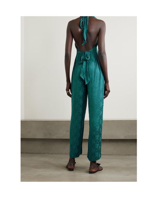 Rixo Green Halter Jumpsuit