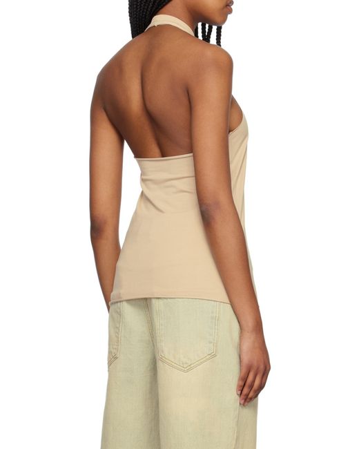 we11done Natural Printed Neck Vest