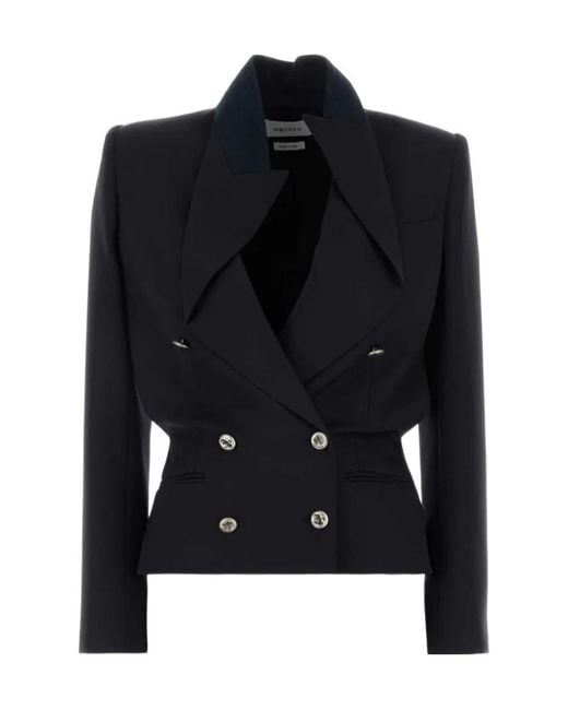 McQueen Black Double-Breasted Fitted Blazer