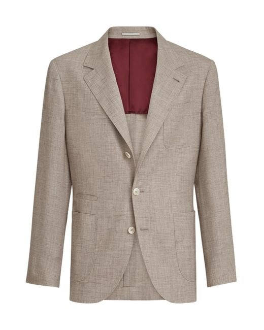 Brunello Cucinelli Brown Single Breasted Tailored Jacket for men