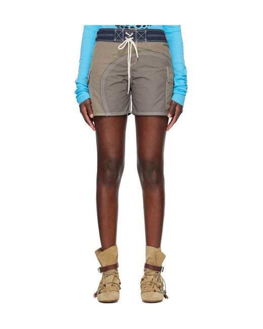 Edward Cuming Blue Half-Moon Lace-Up Swim Trunks