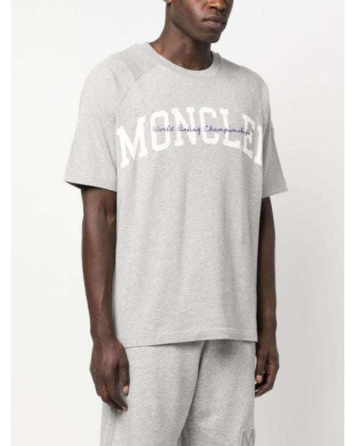 Moncler White Logo-Print Cotton T-Shirt for men