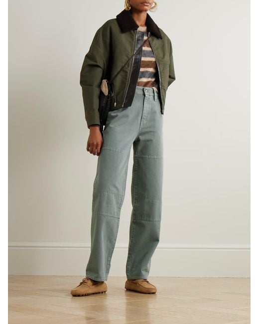 FRAME Gray Panelled Wide-Leg Casual Trousers