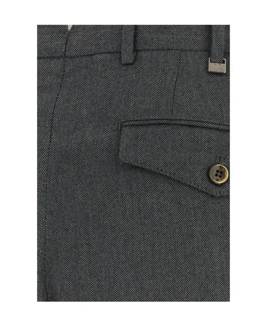 Pt Pantaloni Gray Casual Trousers With Belt Loops for men