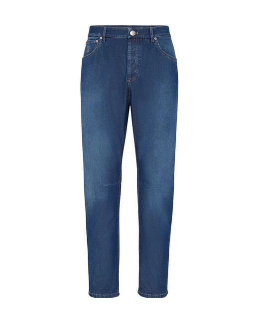 Brunello Cucinelli Blue Straight-Leg Jeans for men
