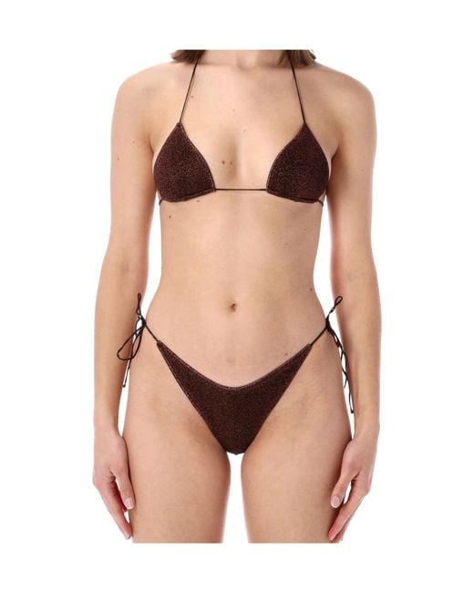 Oseree Pink Oséree Glitter Detailed Triangle Bikini Set