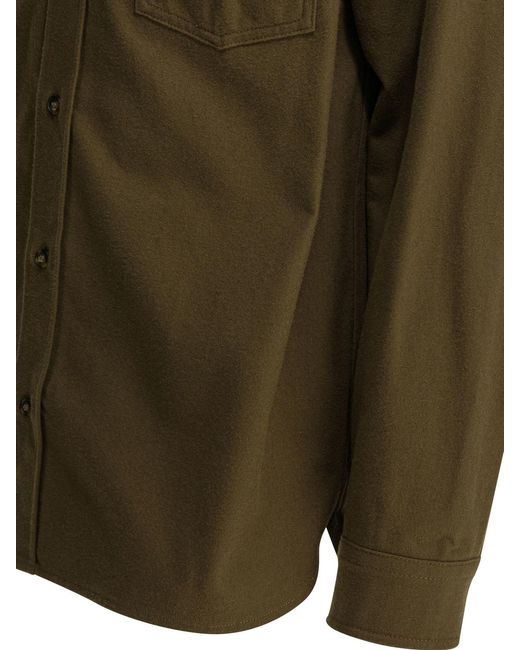 A.P.C. Green Long-Sleeved Buttoned Overshirt for men