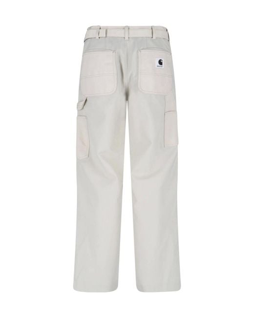 SACAI X CARHARTT WIP White Duck Pants for men