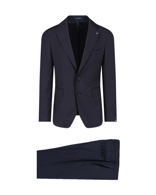 Tagliatore Blue Long-Sleeved Lapel Suit for men